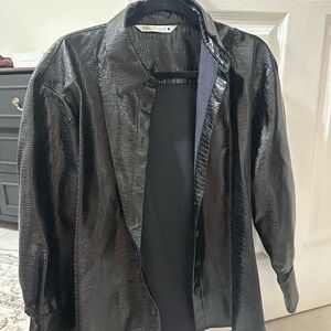 Zara Croc-Embossed Black Shirt
